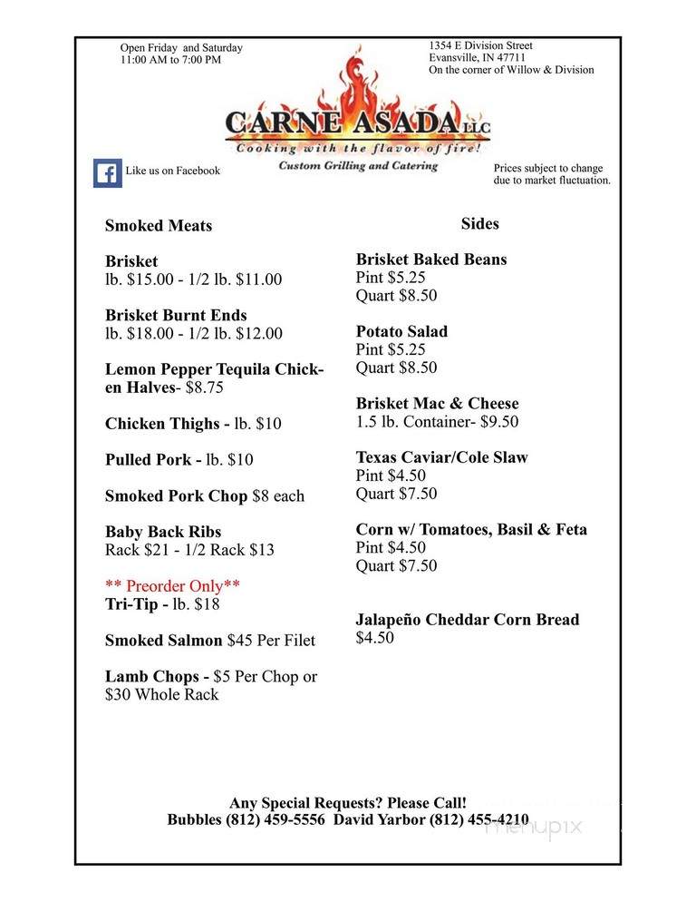 Carne Asada - Evansville, IN menu_pic