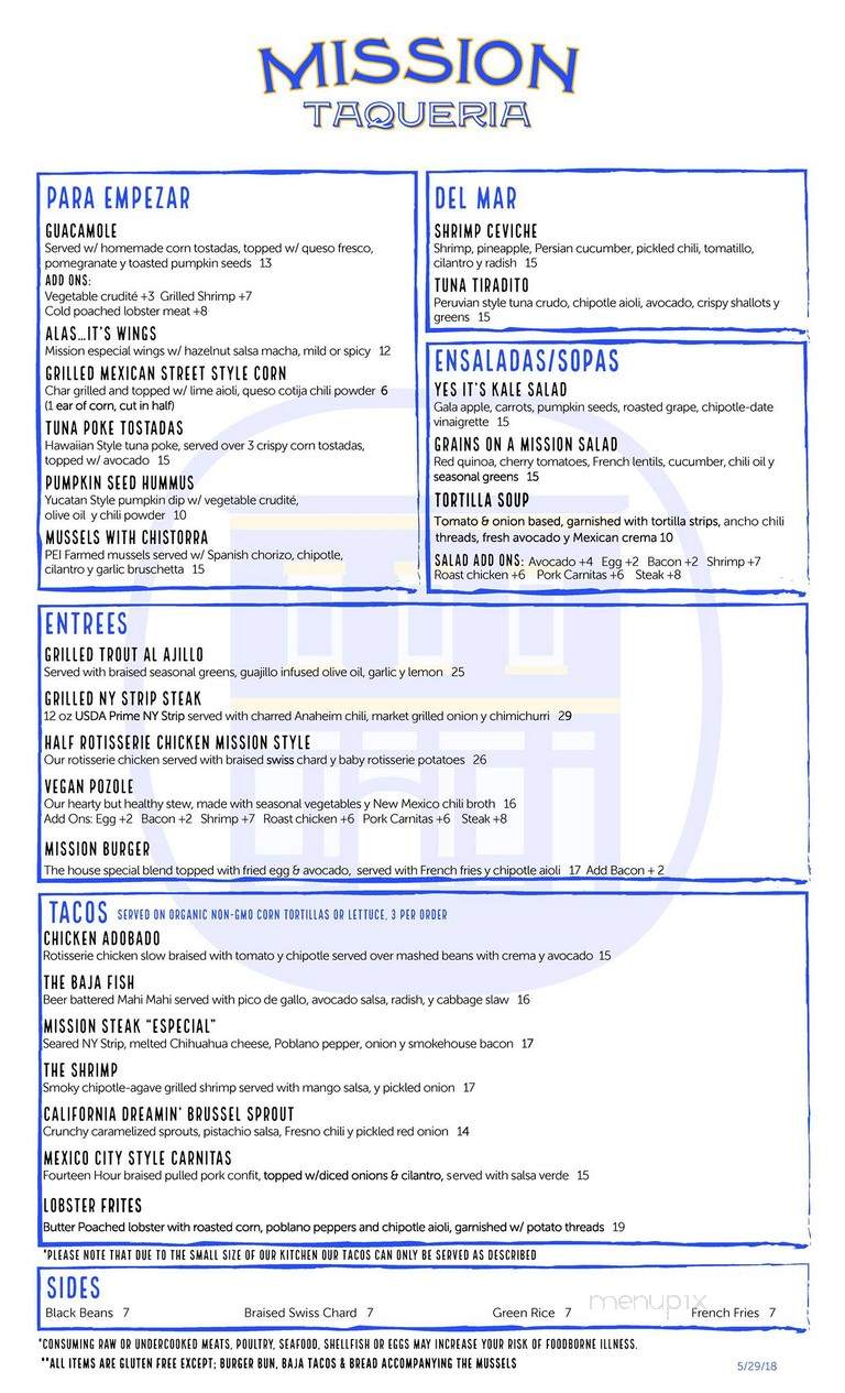 Mission Taqueria - Pleasantville, NY menu_pic