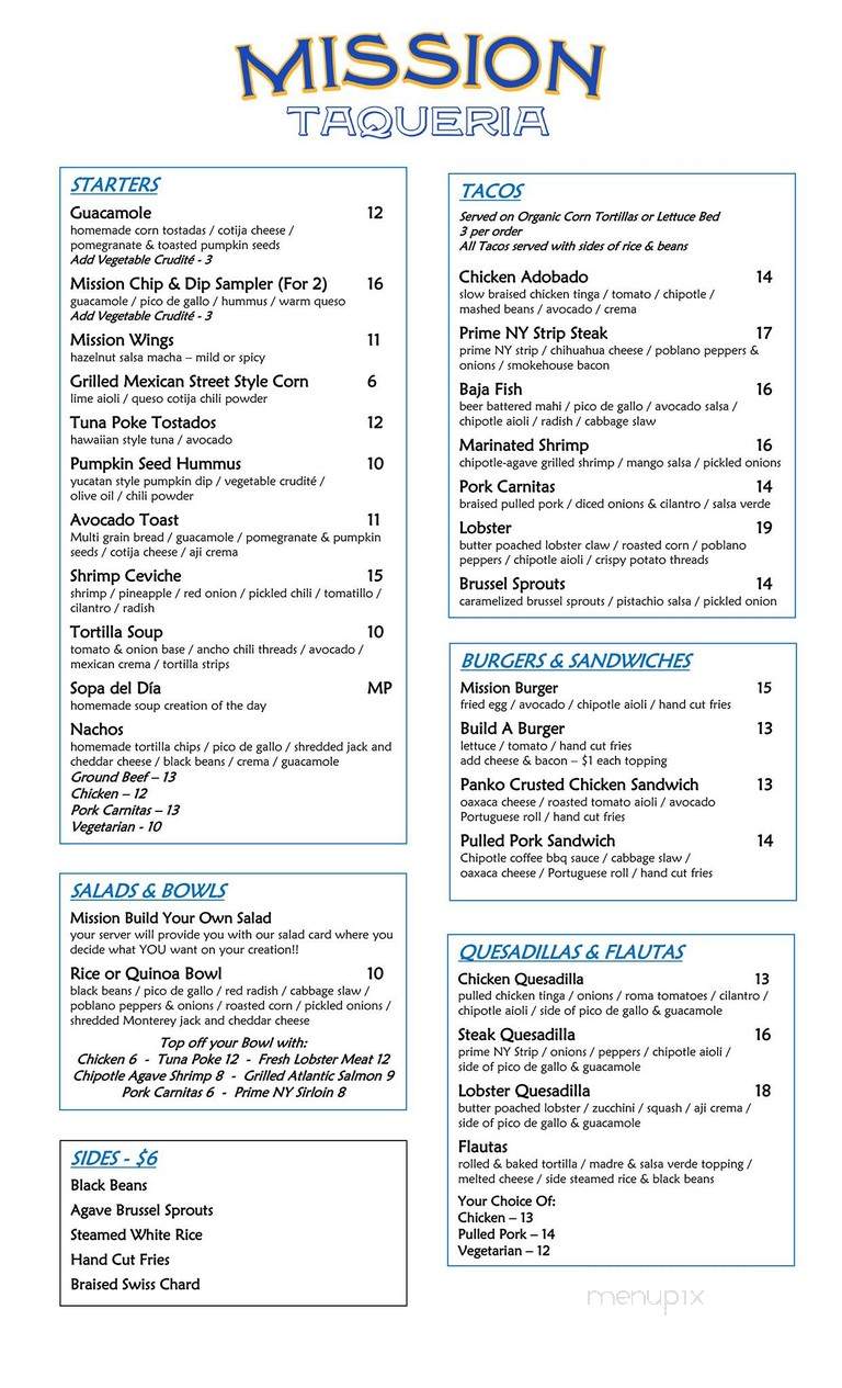 Mission Taqueria - Pleasantville, NY menu_pic