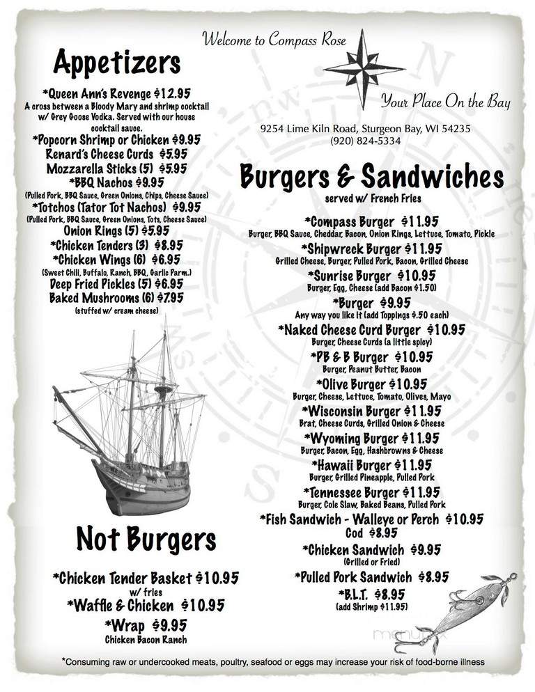 Compass Rose Dining - Sturgeon Bay, WI menu_pic