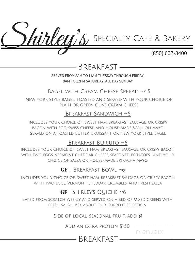 Shirleys Cafe & Bakery - Pensacola, FL menu_pic