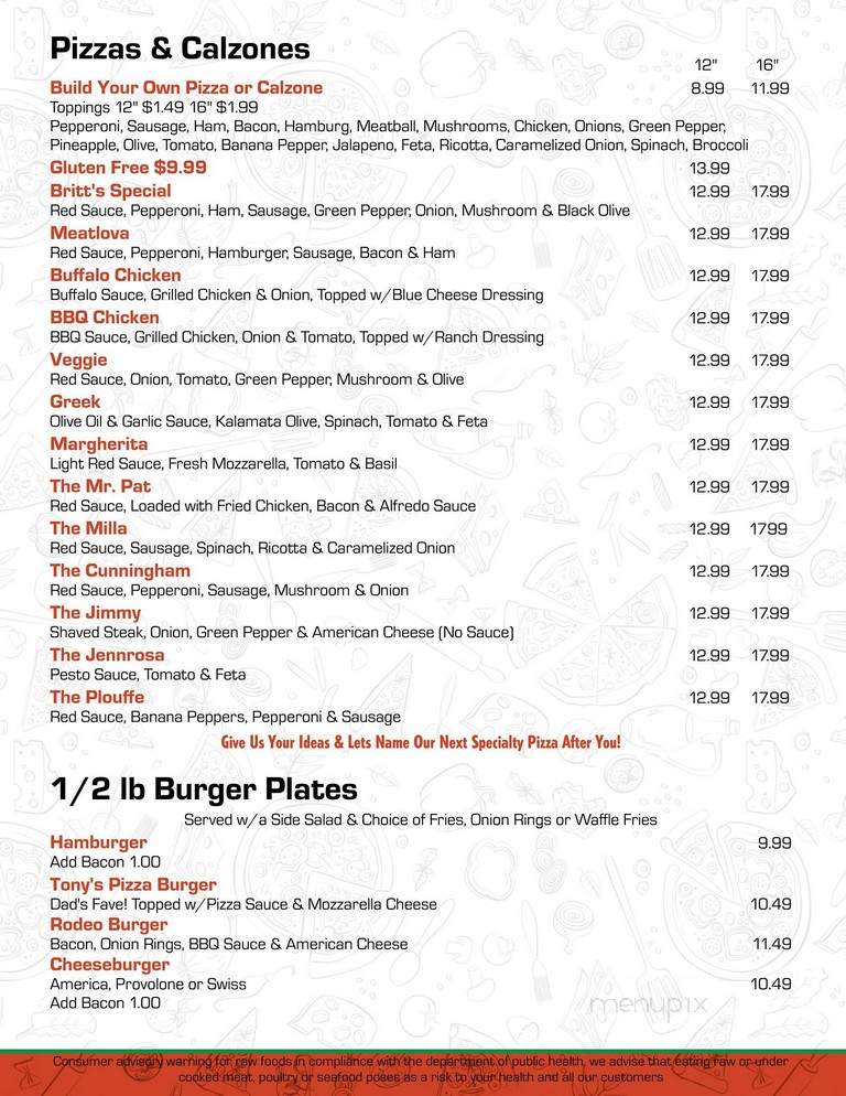 Britt's Pizzaria & Pub and Music Store - Hampton, NH menu_pic