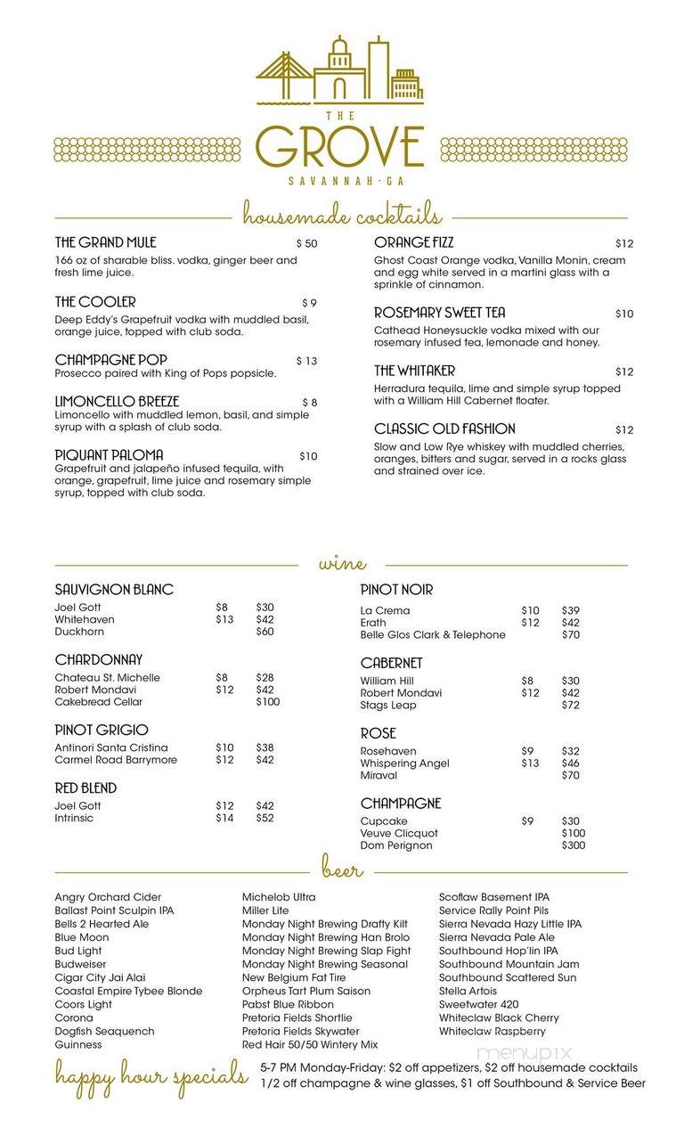 The Grove - Savannah, GA menu_pic