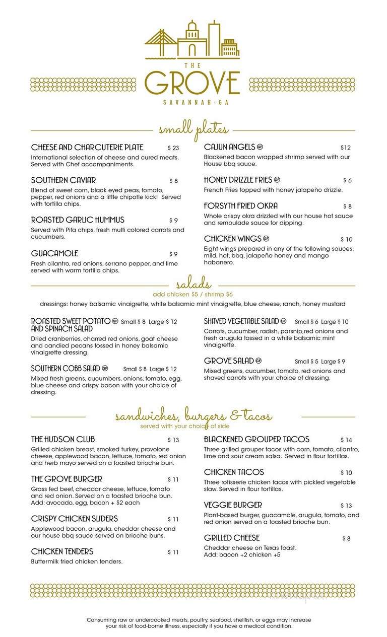 The Grove - Savannah, GA menu_pic
