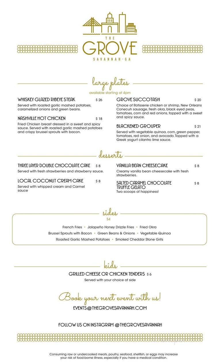 The Grove - Savannah, GA menu_pic