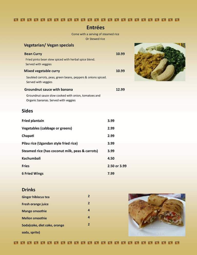 Simba Ugandan Restaurant - Saint Louis, MO menu_pic