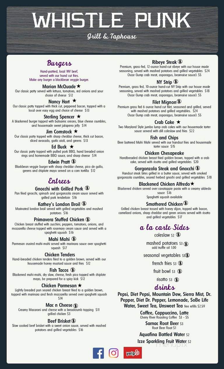 Whistle Punk Grill & Taphouse - Richwood, WV menu_pic