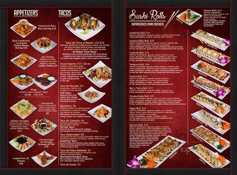 Menu of Imperio 667 Mariscos Sushi in Phoenix AZ 85016