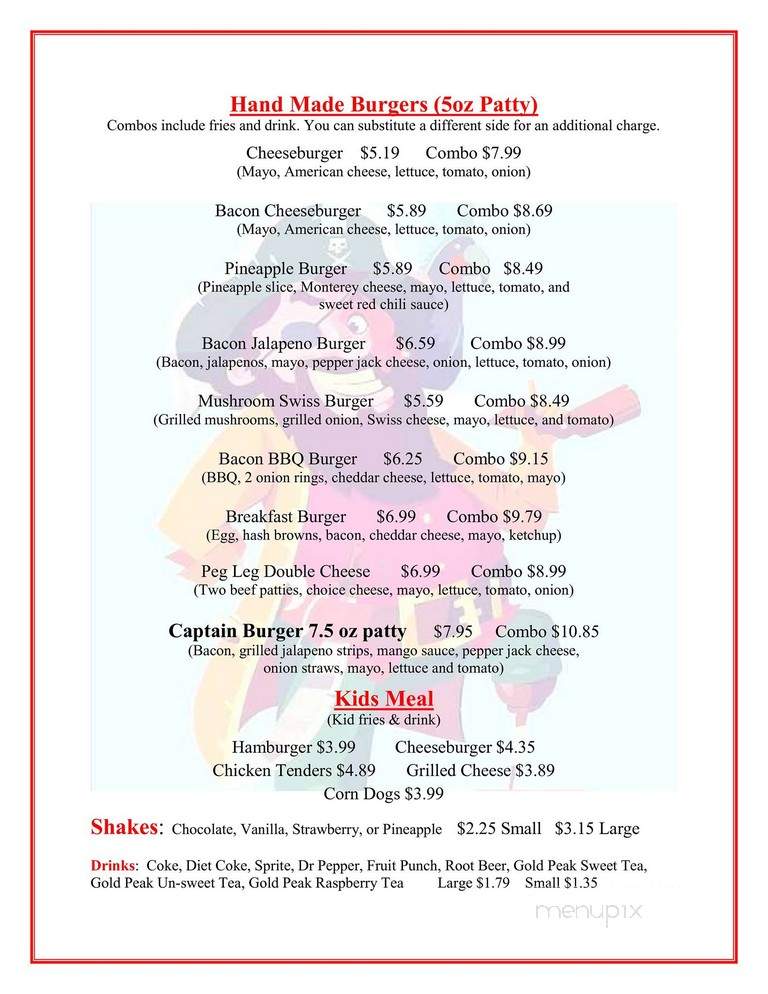 Menu of Peg Leg in Russellville, AR 72801