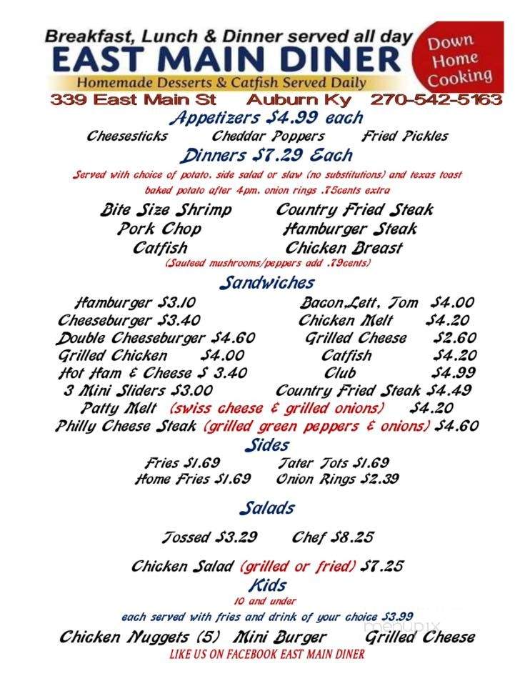 East Main Diner - Auburn, KY menu_pic