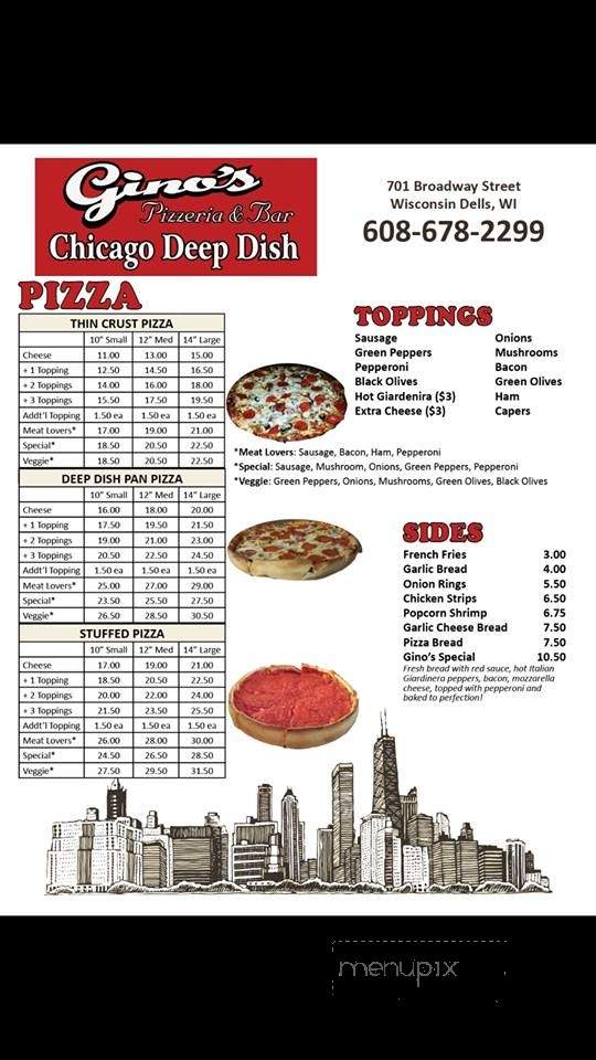 Gino's Pizzeria And Bar - Wisconsin Dells, WI menu_pic