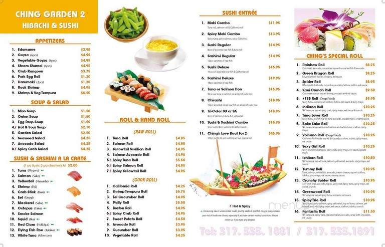 Chin Sushi House - Indianapolis, IN menu_pic