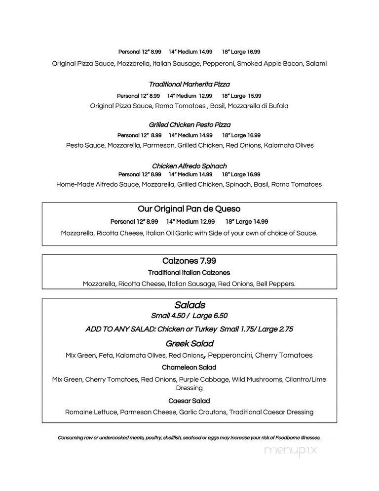 Hungry Chameleon Pizzeria - San Antonio, TX menu_pic