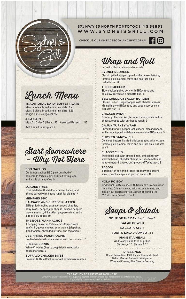 Sydnei's Grill & Catering - Pontotoc, MS menu_pic
