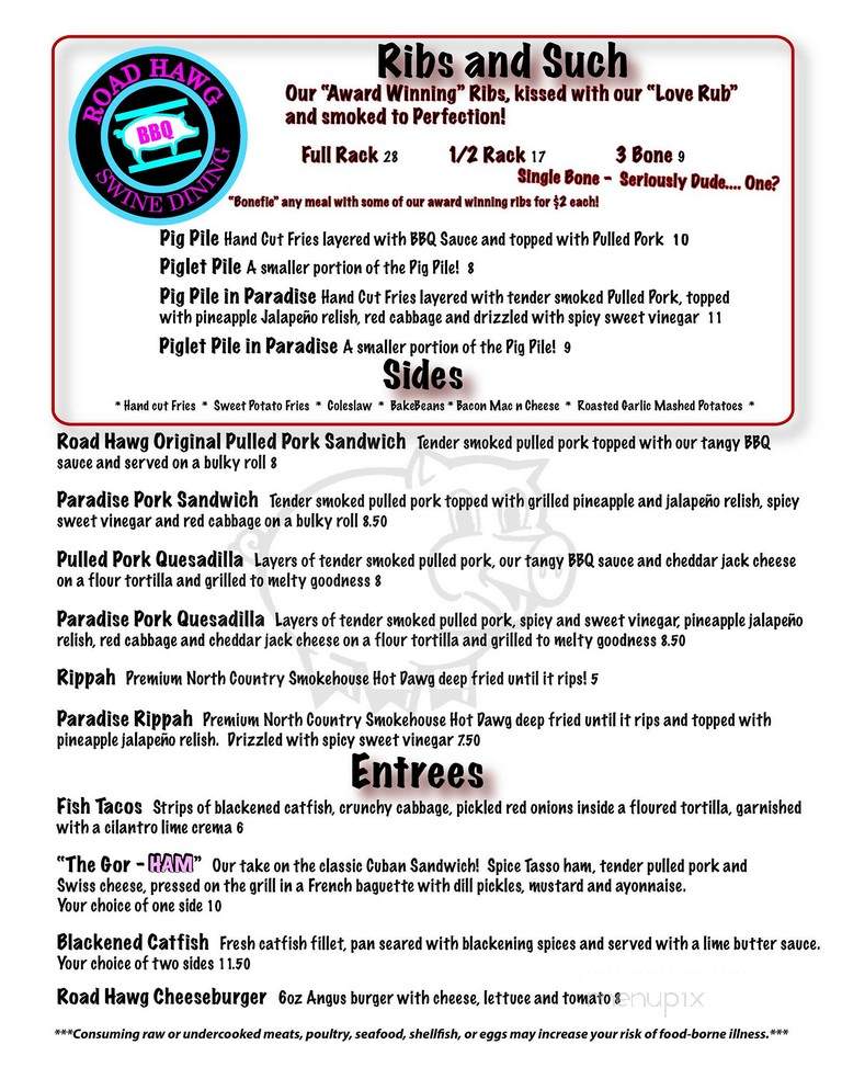 Road Hawg Swine Dining - Gorham, NH menu_pic