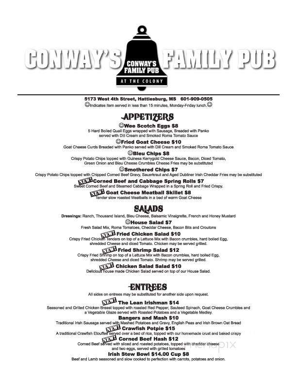 Conway's Family Pub - Hattiesburg, MS menu_pic