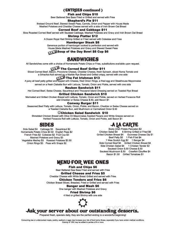 Conway's Family Pub - Hattiesburg, MS menu_pic
