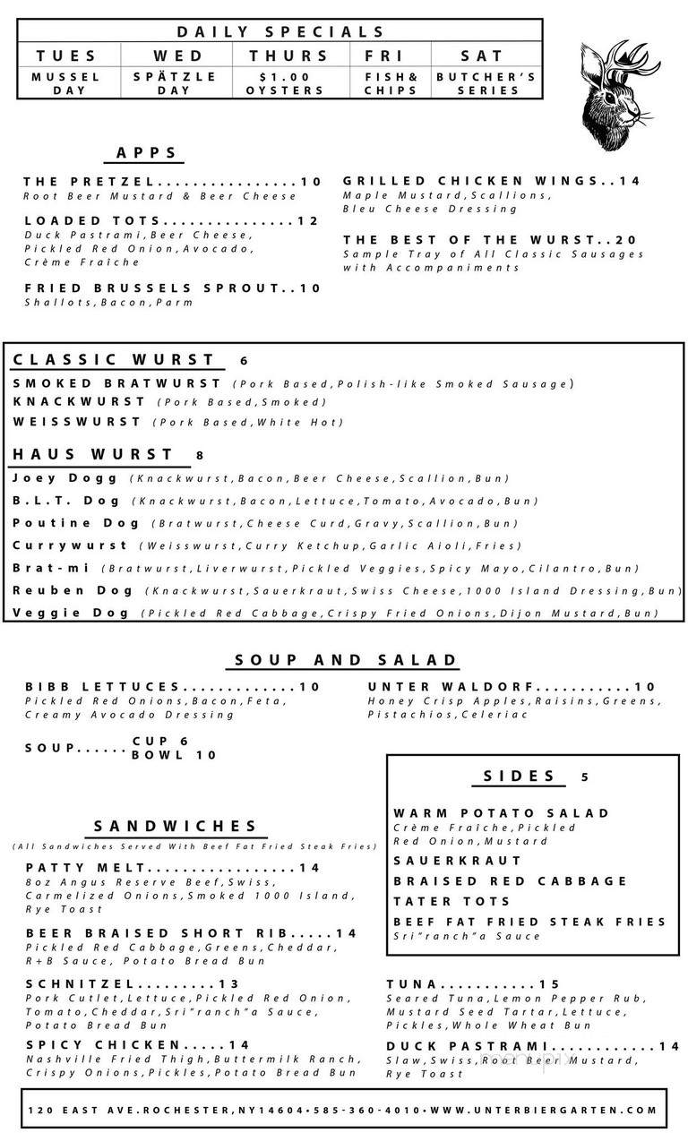 Unter Biergarten - Rochester, NY menu_pic