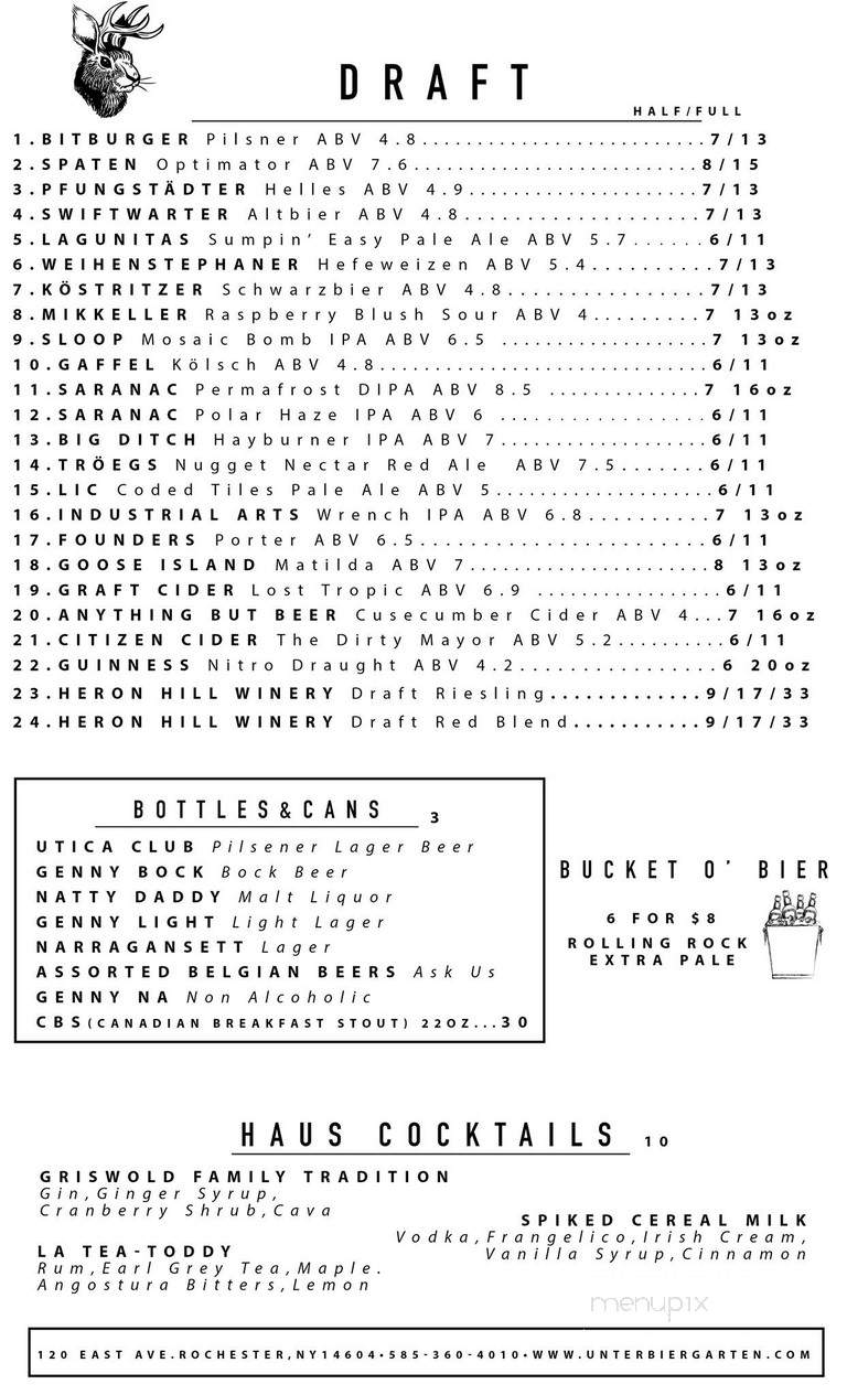 Unter Biergarten - Rochester, NY menu_pic
