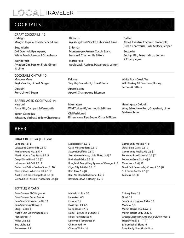 Local Traveler - Dallas, TX menu_pic