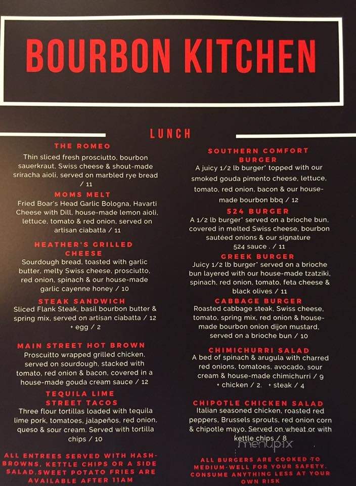Bourbon Kitchen At 524 - Shelbyville, KY menu_pic