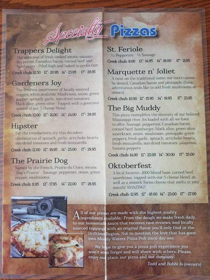 Muddy Waters Pizza Pub - Prairie du Chien, WI menu_pic