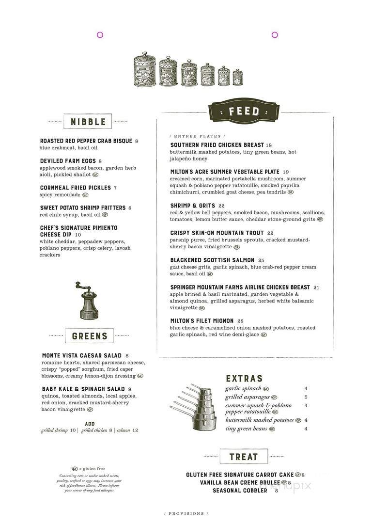 Milton's Cuisine & Cocktails - Black Mountain, NC menu_pic