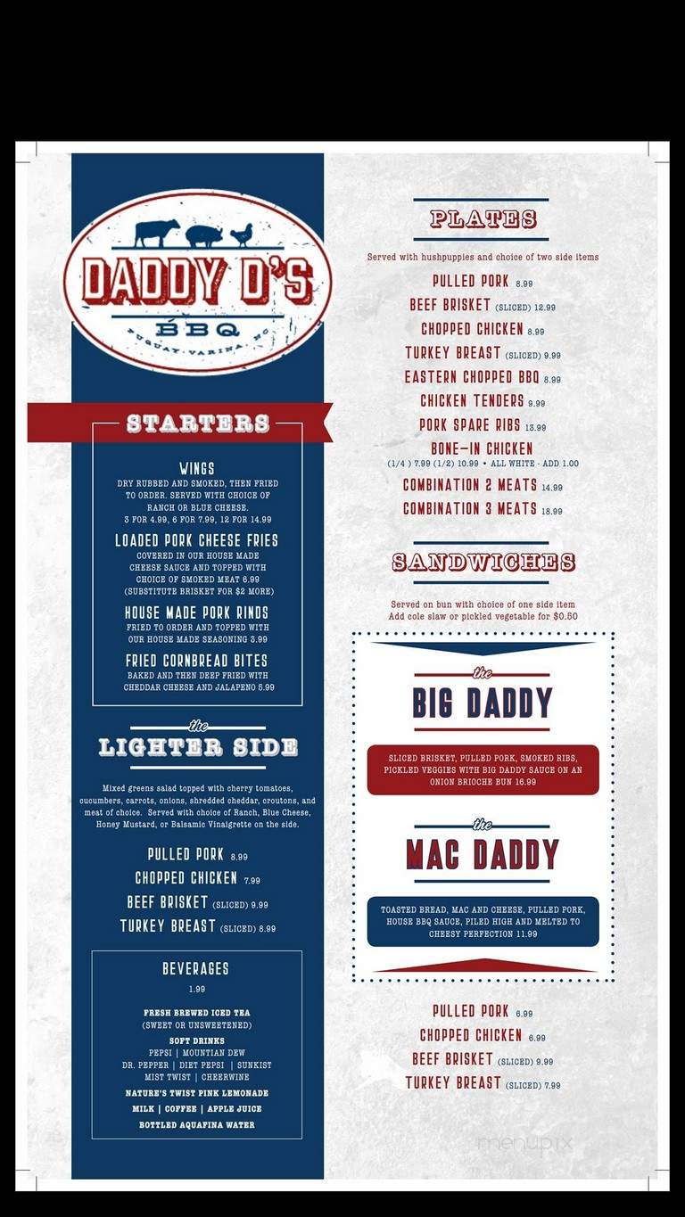 Daddy D's BBQ - Fuquay Varina, NC menu_pic