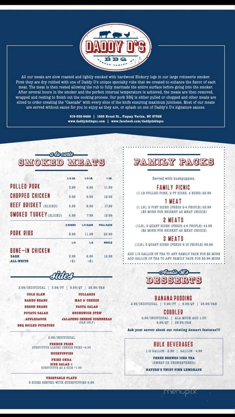 Daddy D's BBQ - Fuquay Varina, NC menu_pic