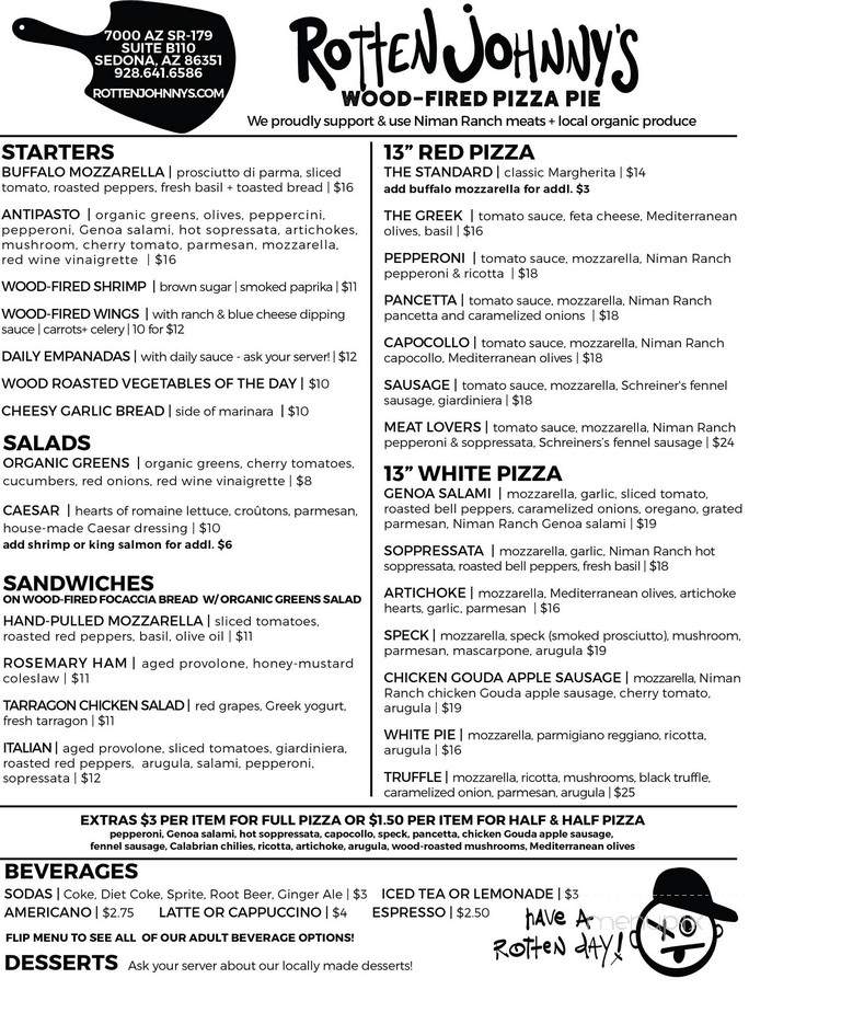 Rotten Johnny's Wood- Fired Pizza Pie - Sedona, AZ menu_pic