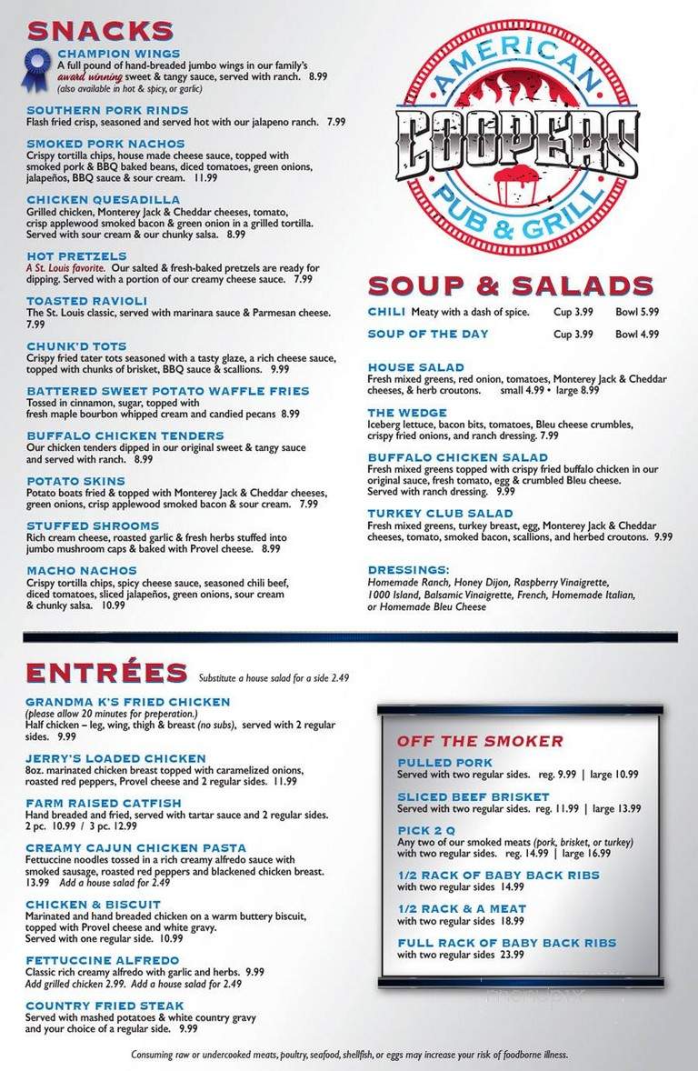 Coopers American Pub & Grill - St. Peters, MO menu_pic