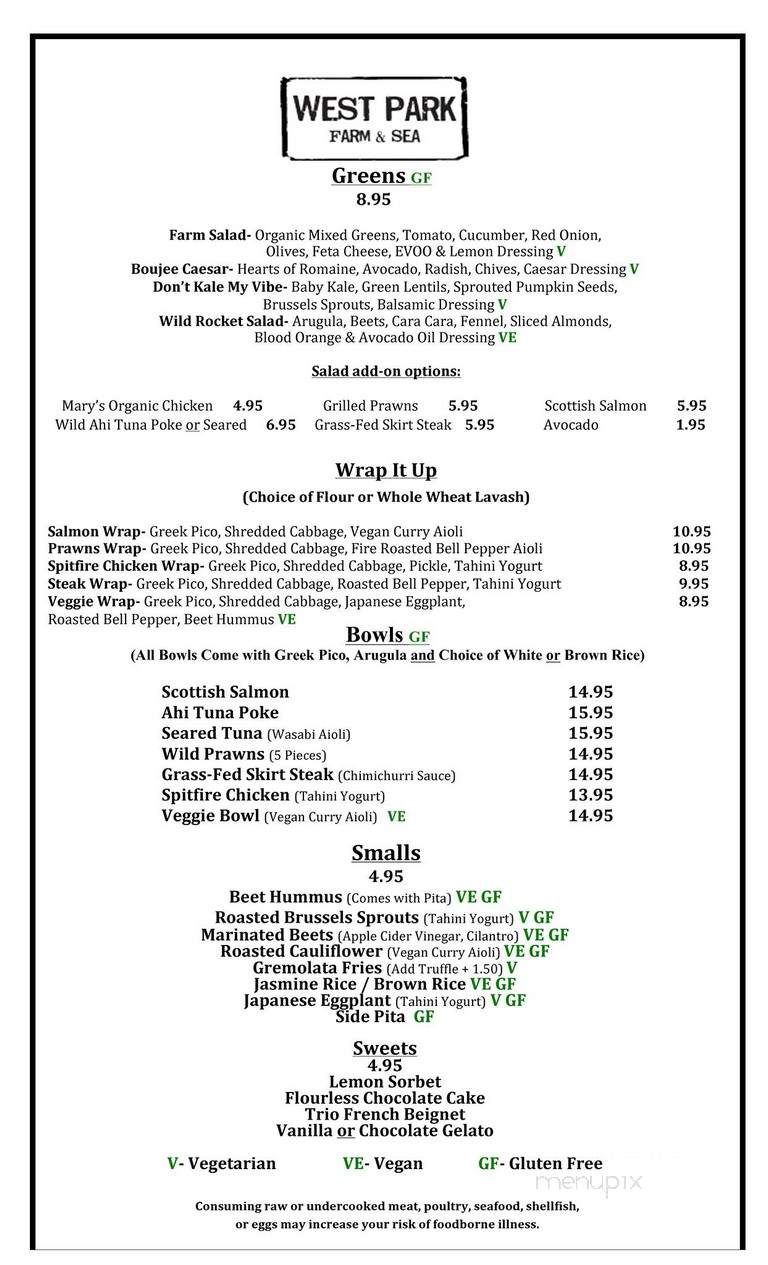 West Park Farm & Sea - Redwood City, CA menu_pic