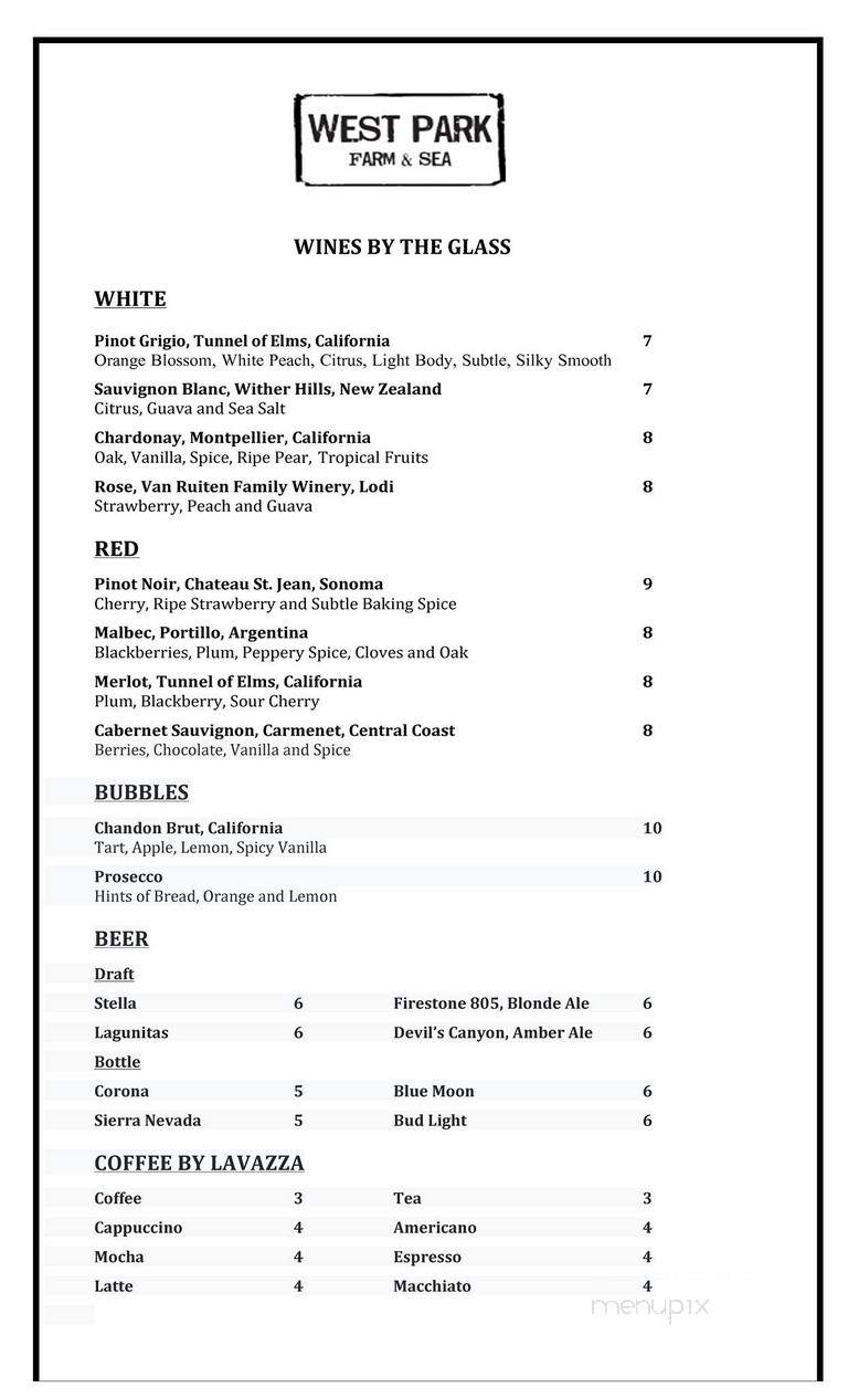 West Park Farm & Sea - Redwood City, CA menu_pic