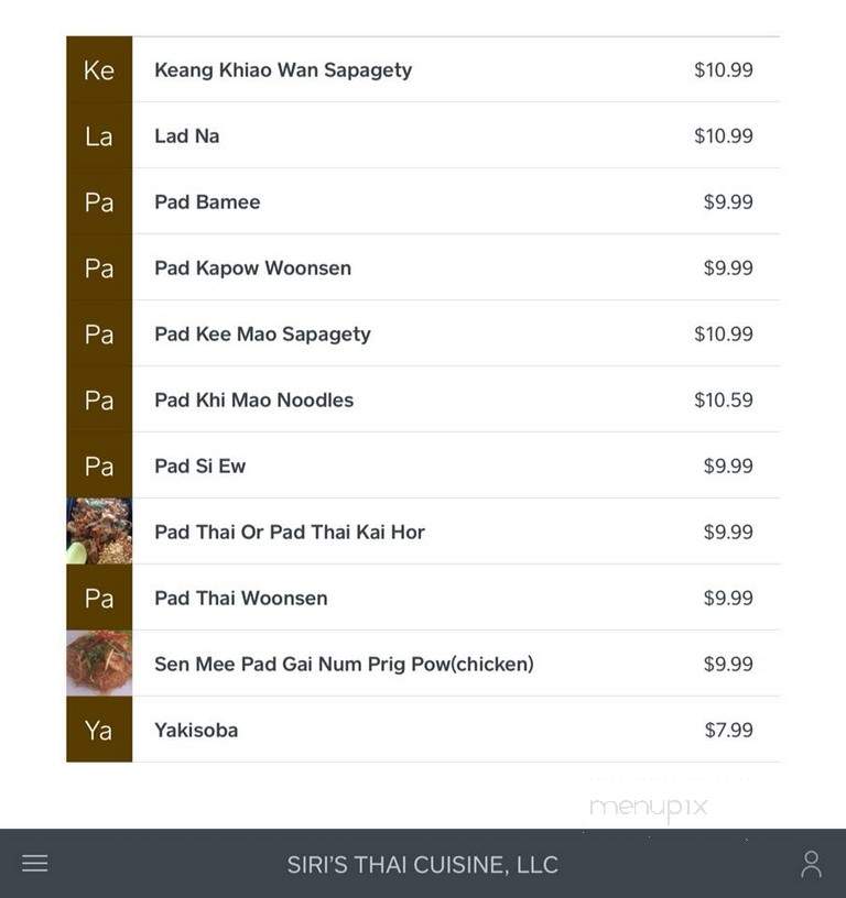 Siri's Thai Cuisine - Minot, ND menu_pic