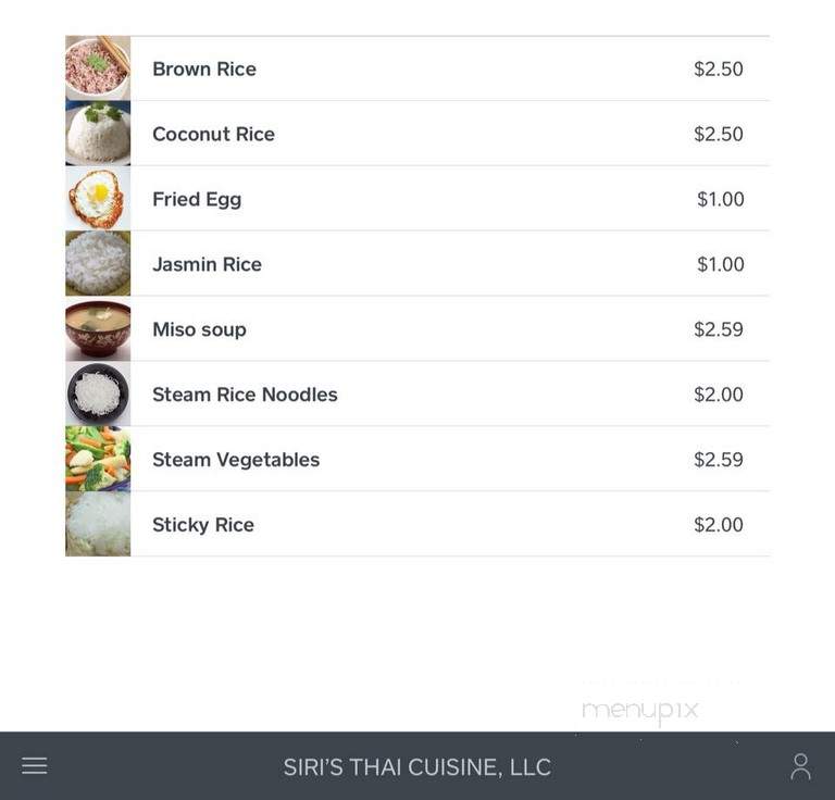 Siri's Thai Cuisine - Minot, ND menu_pic