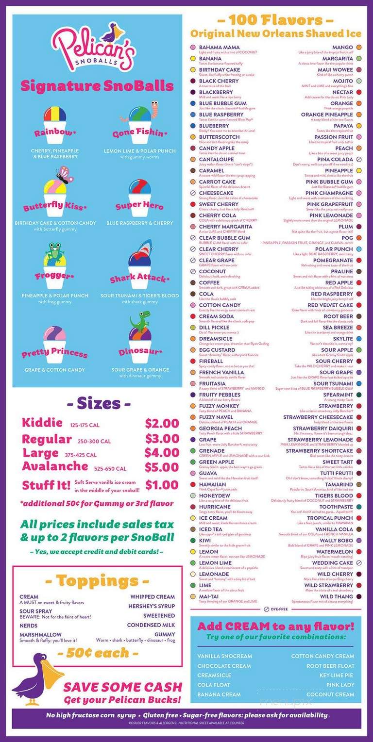 Pelican's SnoBalls - Fort Myers Beach, FL menu_pic