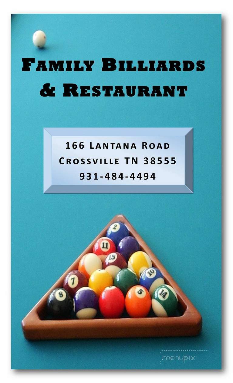 Crossville Family Billiards - Crossville, TN menu_pic