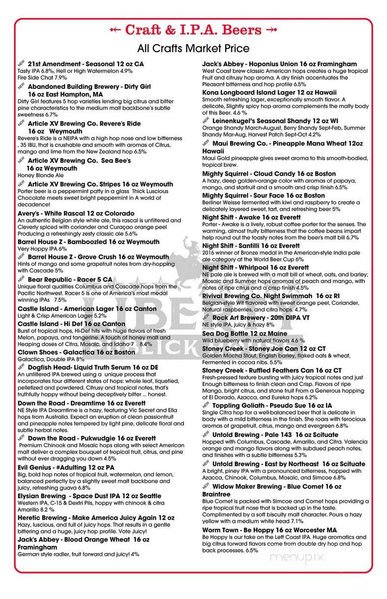 Liberty Publick House - Holbrook, MA menu_pic