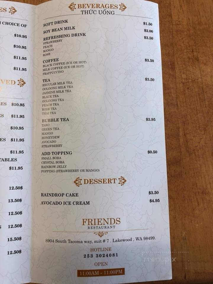 Pho Friends Restaurant - Lakewood, WA menu_pic