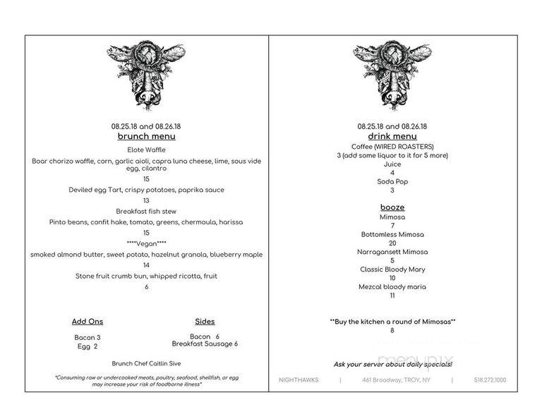 Nighthawks - Troy, NY menu_pic