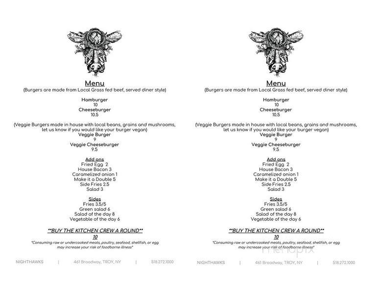 Nighthawks - Troy, NY menu_pic