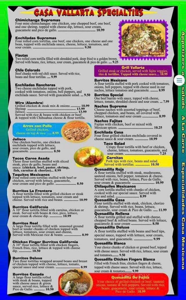 Casa Vallarta Mexican Restaurant - Eau Claire, WI menu_pic