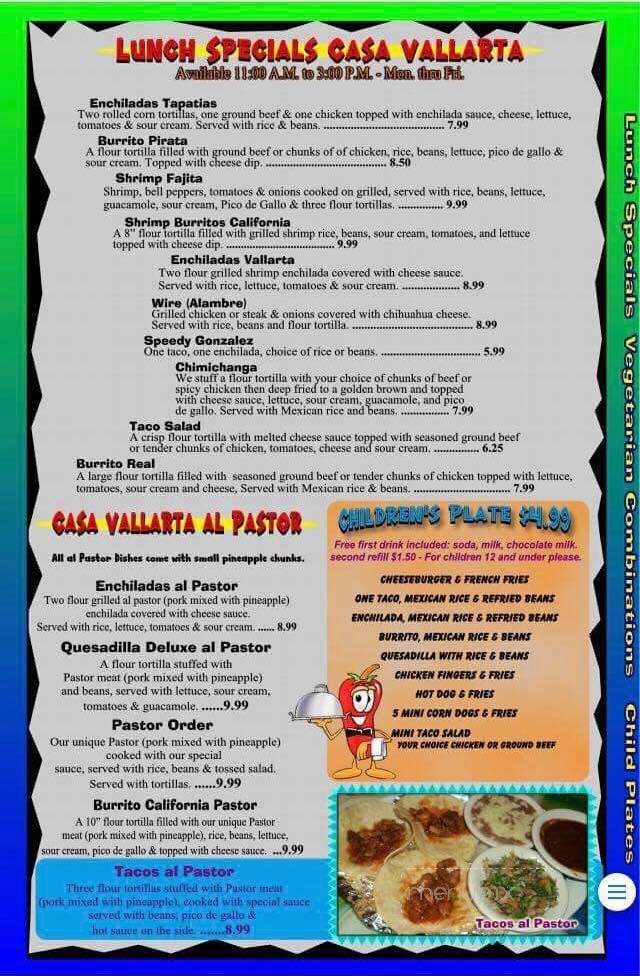 Casa Vallarta Mexican Restaurant - Eau Claire, WI menu_pic