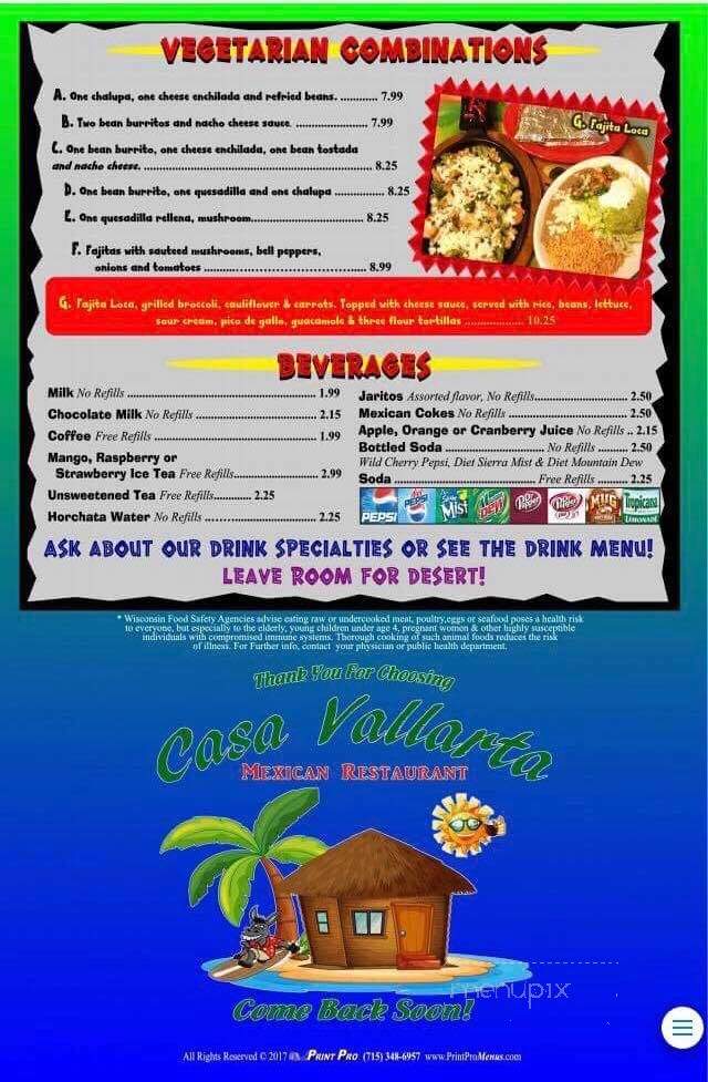 Casa Vallarta Mexican Restaurant - Eau Claire, WI menu_pic