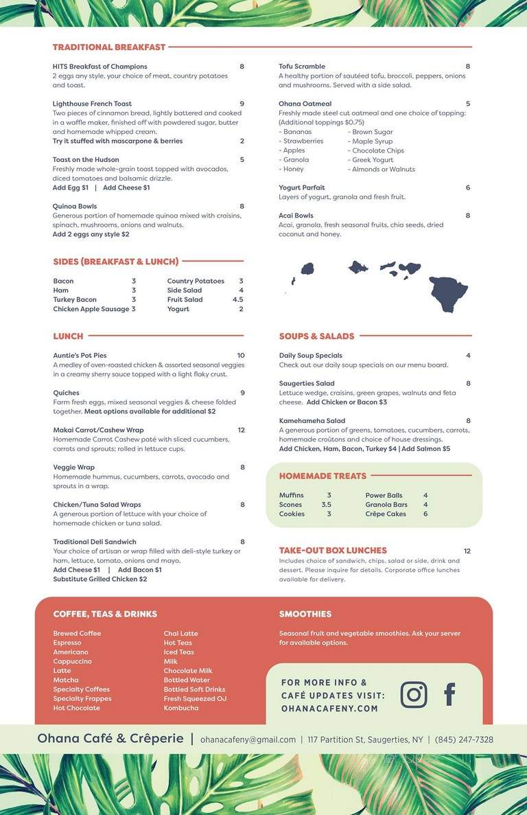 Ohana cafe - Saugerties, NY menu_pic