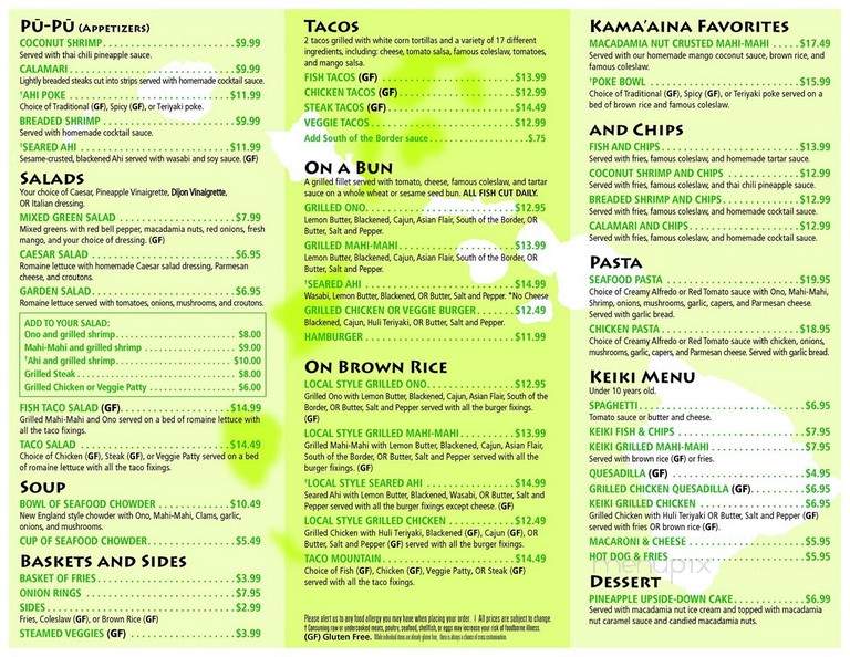 Coconut's Fish Cafe - Los Angeles, CA menu_pic