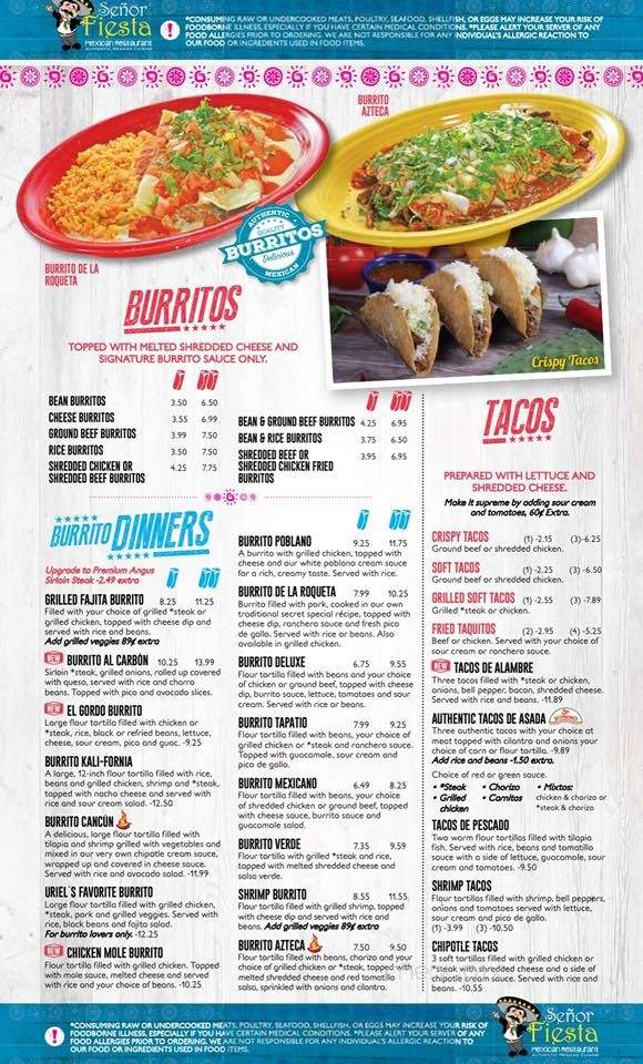 Senor Fiesta - Dawsonville, GA menu_pic