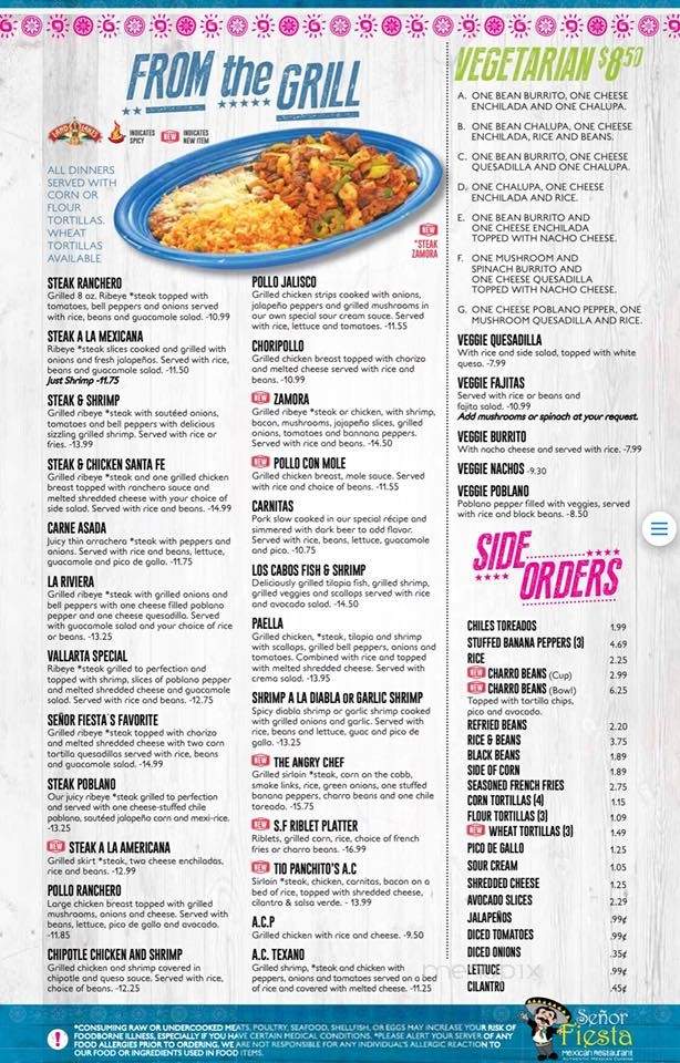 Senor Fiesta - Dawsonville, GA menu_pic