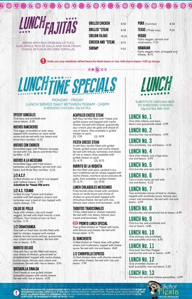 Senor Fiesta - Dawsonville, GA menu_pic