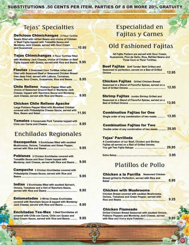 TEJAS Mexican Grill - Bells, TX menu_pic